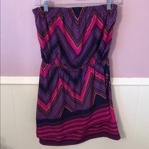 Express Strapless Dress pink blue purple Size S